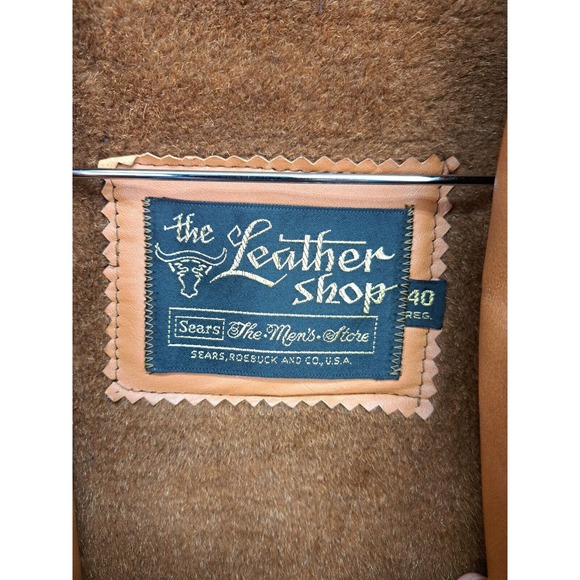 Vintage 1970s Sears The Leather Shop Men's Jacket Brown Zip Out Lining Size 40 - Picture 2 of 11